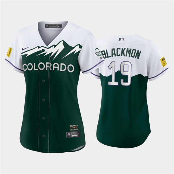 Women's Colorado Rockies #19 Charlie Blackmon 2022 Green City Connect Stitched Baseball Jersey(Run Small)